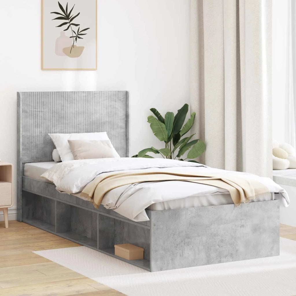 Struttura del letto con stoccaggio e testata Grigio Cemento 3413896