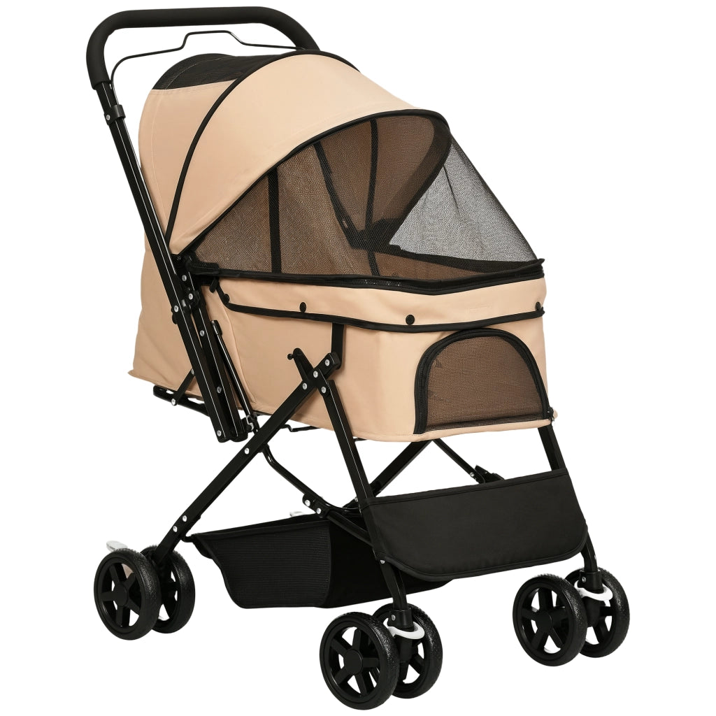 Carrello Pieghevole per Cani ¨C Minimal ¨C 1 Cestino, 2 Freni, Colore Marrone Chiaro