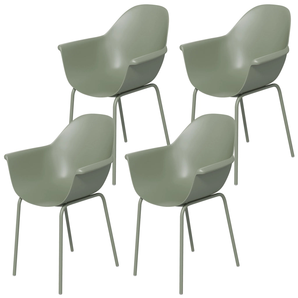 Set Sedie da Giardino 4 Pezzi ¨C Minimal ¨C Verde Plastica Metallo