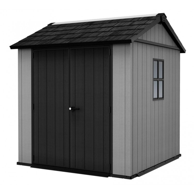 Casetta Box da Giardino 230x223,8x246 cm Newton Plus 757/775 Doppia Opzione Montaggio in Resina Evotech+ Grigio  cm