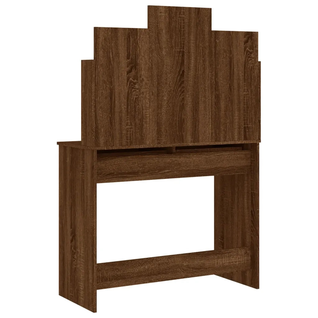 Toeletta con Specchio-Tavolo da Vanit¨¤ Rovere Marrone 96x39x142 cm