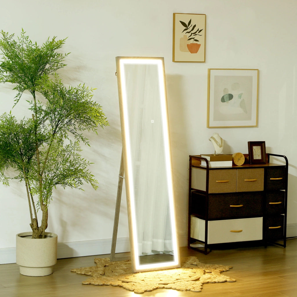 Specchio da Parete Illuminato LED ¨C zephmum ¨C Grigio 40x160 cm