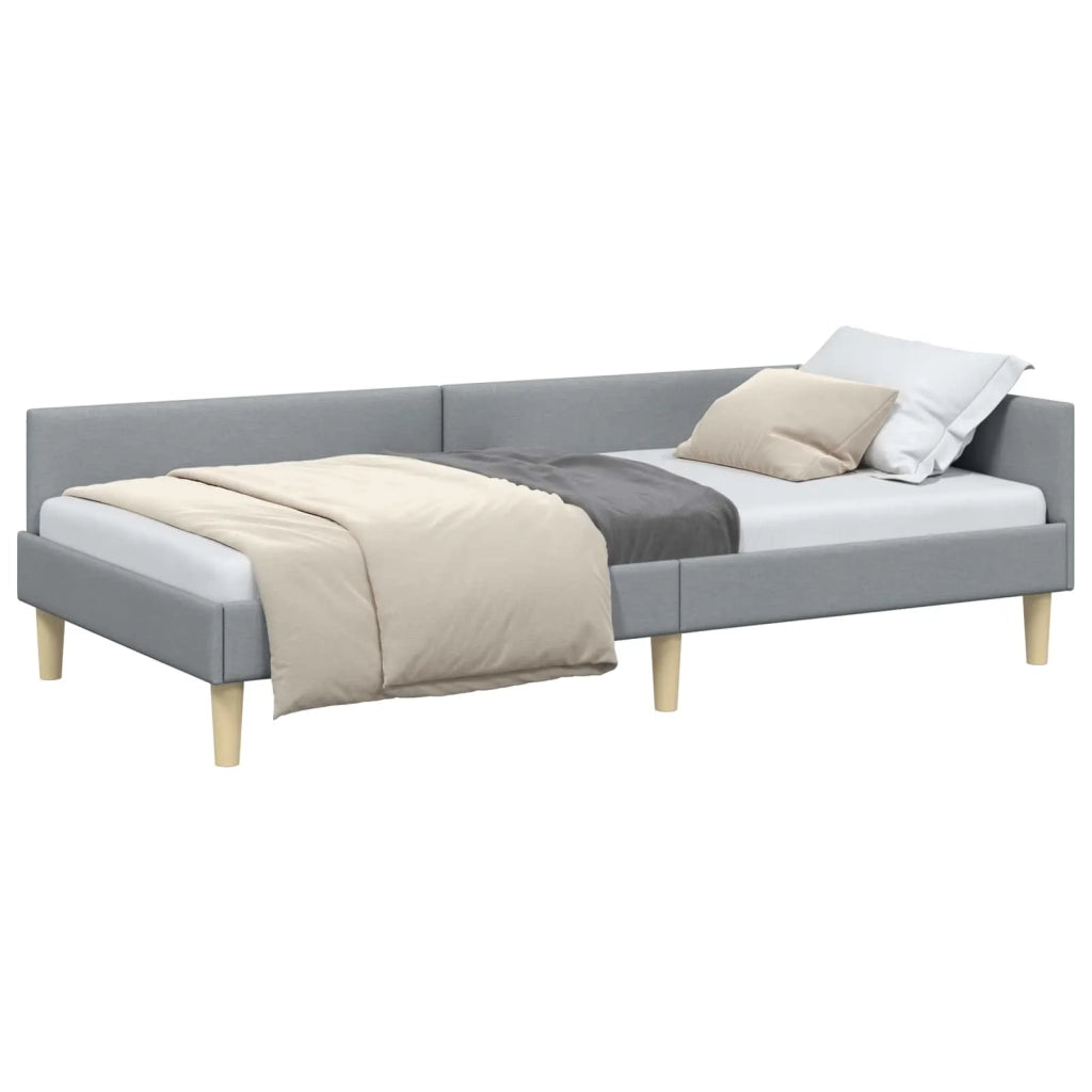 Cornice del letto ad angolo Grigio chiaro 80 x 200 cm Tessuto 42016101