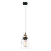 Lampada a sospensione Italux Francis nera oro E27 14,5cm