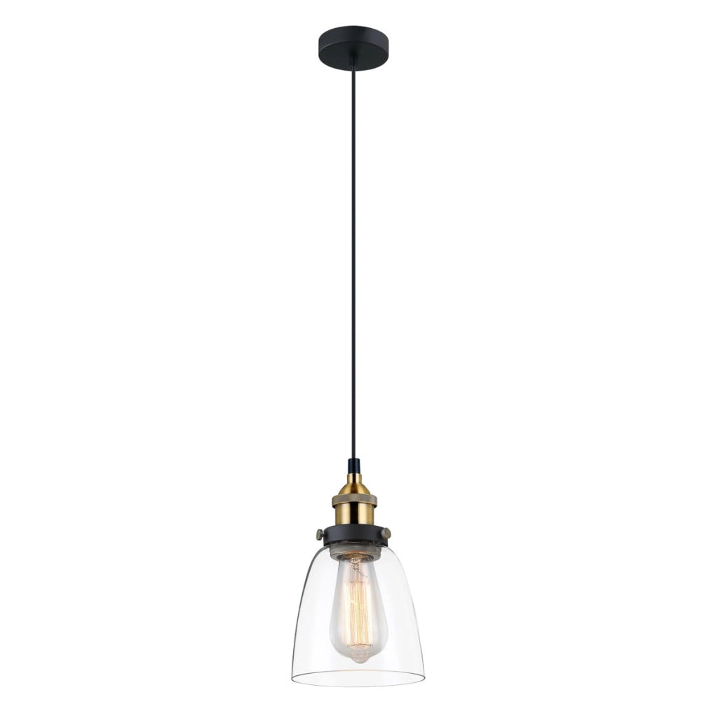 Lampada a sospensione Italux Francis nera oro E27 14,5cm