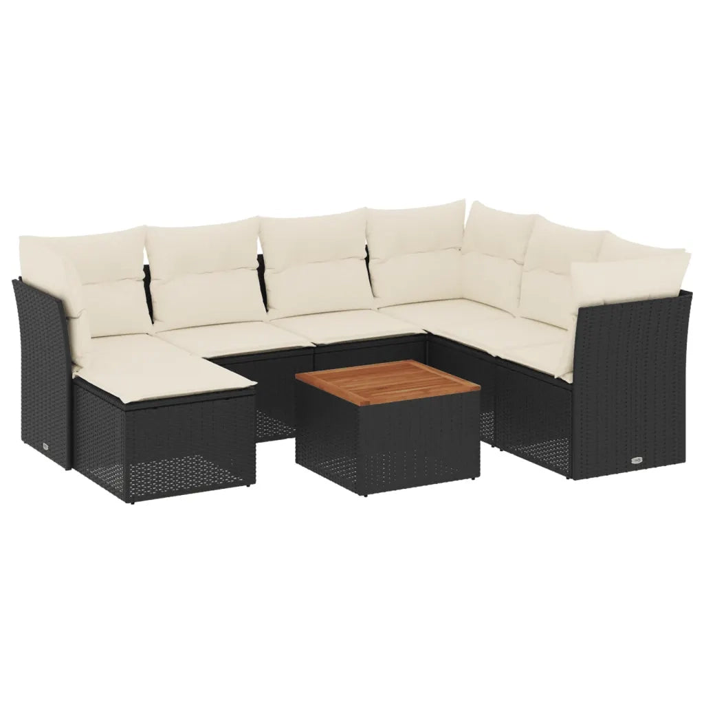 Set Divani da Giardino con Cuscini 8 pz Nero in Polyrattan 3223760