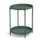 Tavolino Metallo Hiro Verde Tondo 2 Piani Cm ø40h50