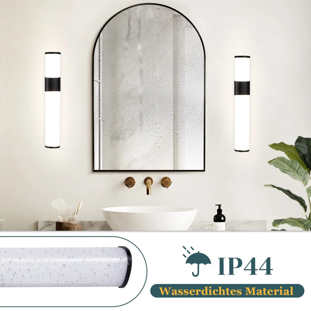 ZMH Lampada da specchio per bagno a LED 6W nera da parete per bagno 30 cm