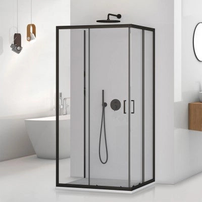 Set doccia con braccio 40 cm e soffione 30 cm in inox nero opaco