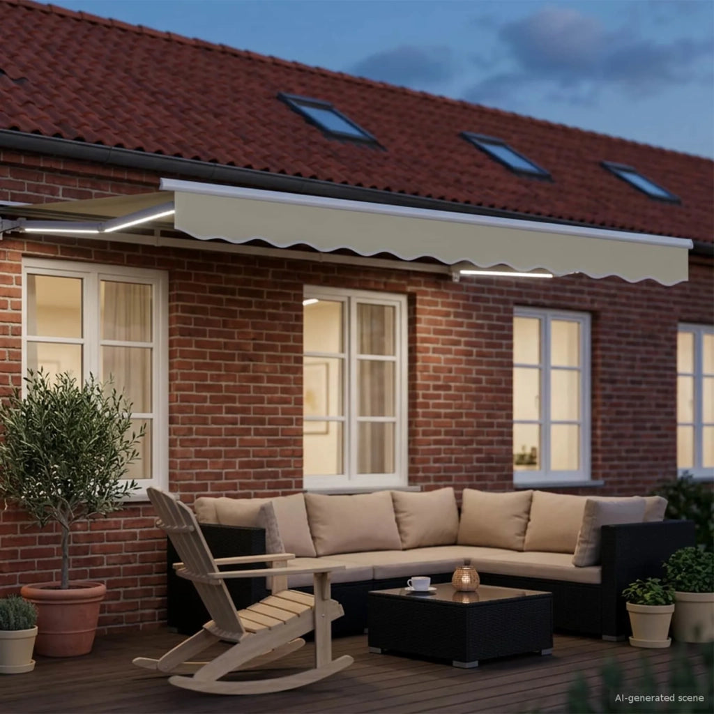 Cornice per Tenda Manuale con LED Crema e Bianco 3,5 x 2,5 m 3420592