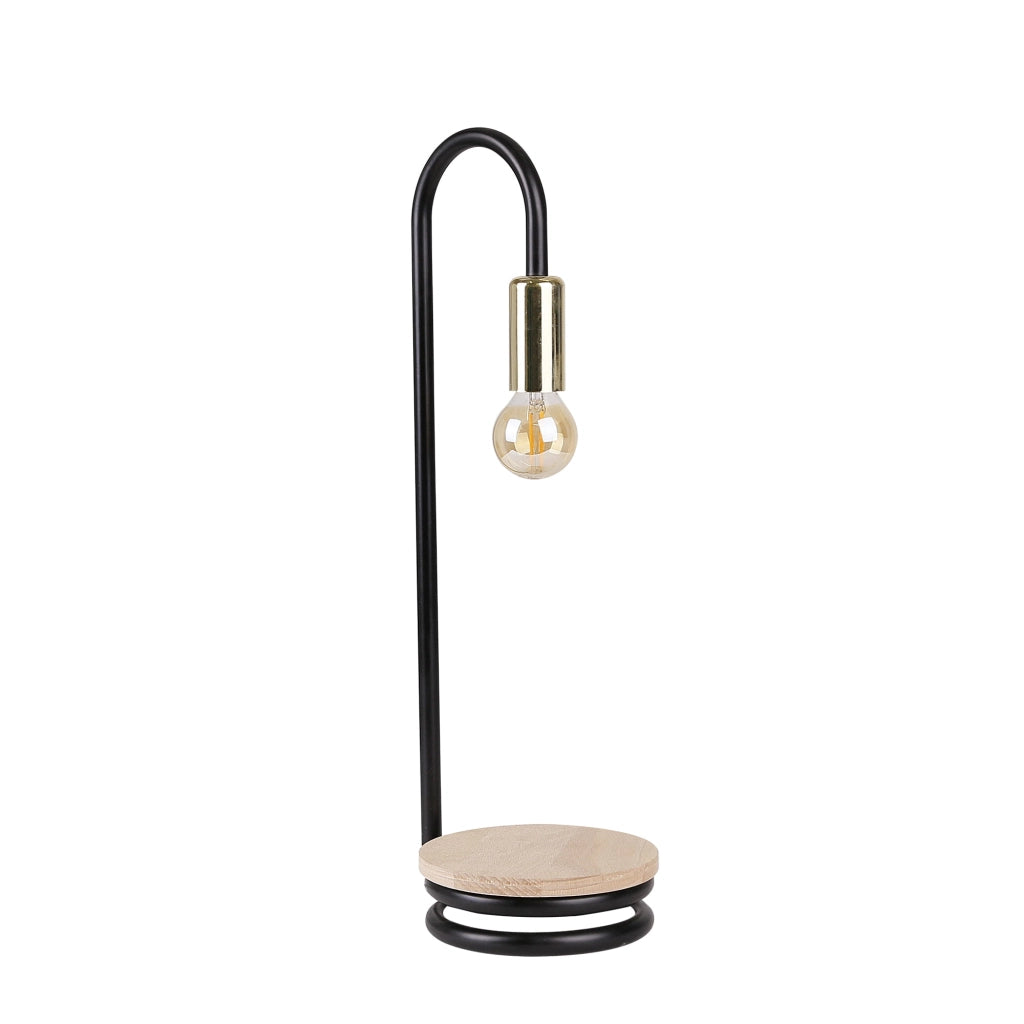 Lampada tavolo Candellux ABI nera/legno E14 43cm 1luce