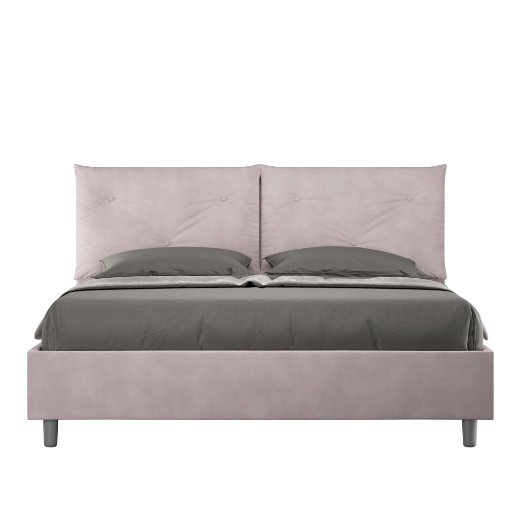 BS COM Letto queen size contenitore imbottito 150x200 microfibra glicine Large