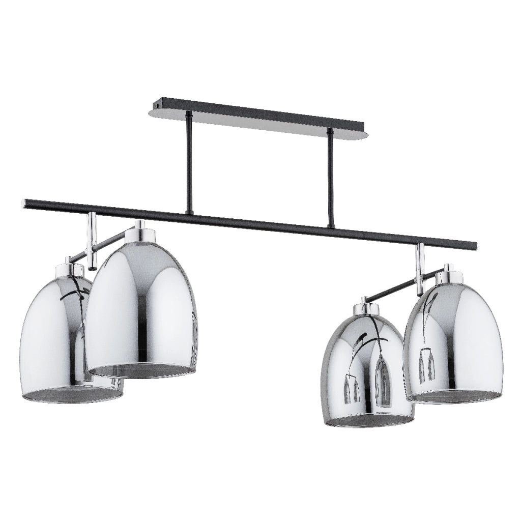 Plafoniera moderna metallo nero cromo 4xE27 DISTAR Alfa