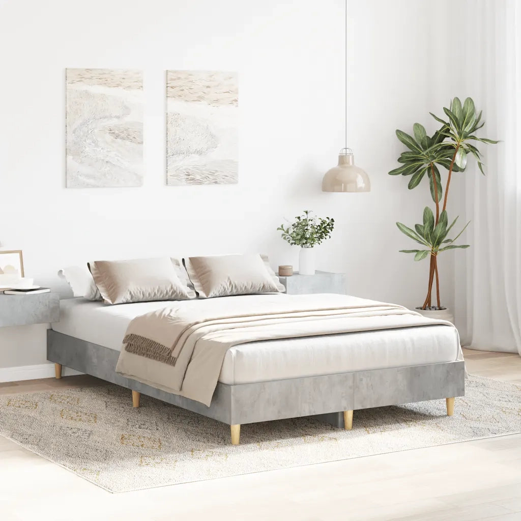Letto matrimoniale | Letto per adulti | Giroletto senza Materasso Grigio Cemento 120x200 cm Truciolato
