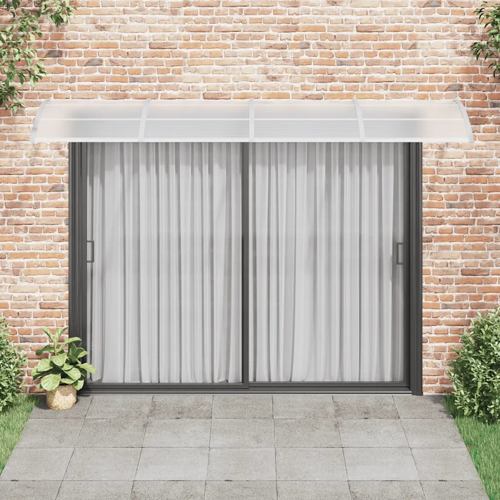 Tettoia per Porta Grigio e Trasparente 350x75 cm Policarbonato CFW8952135