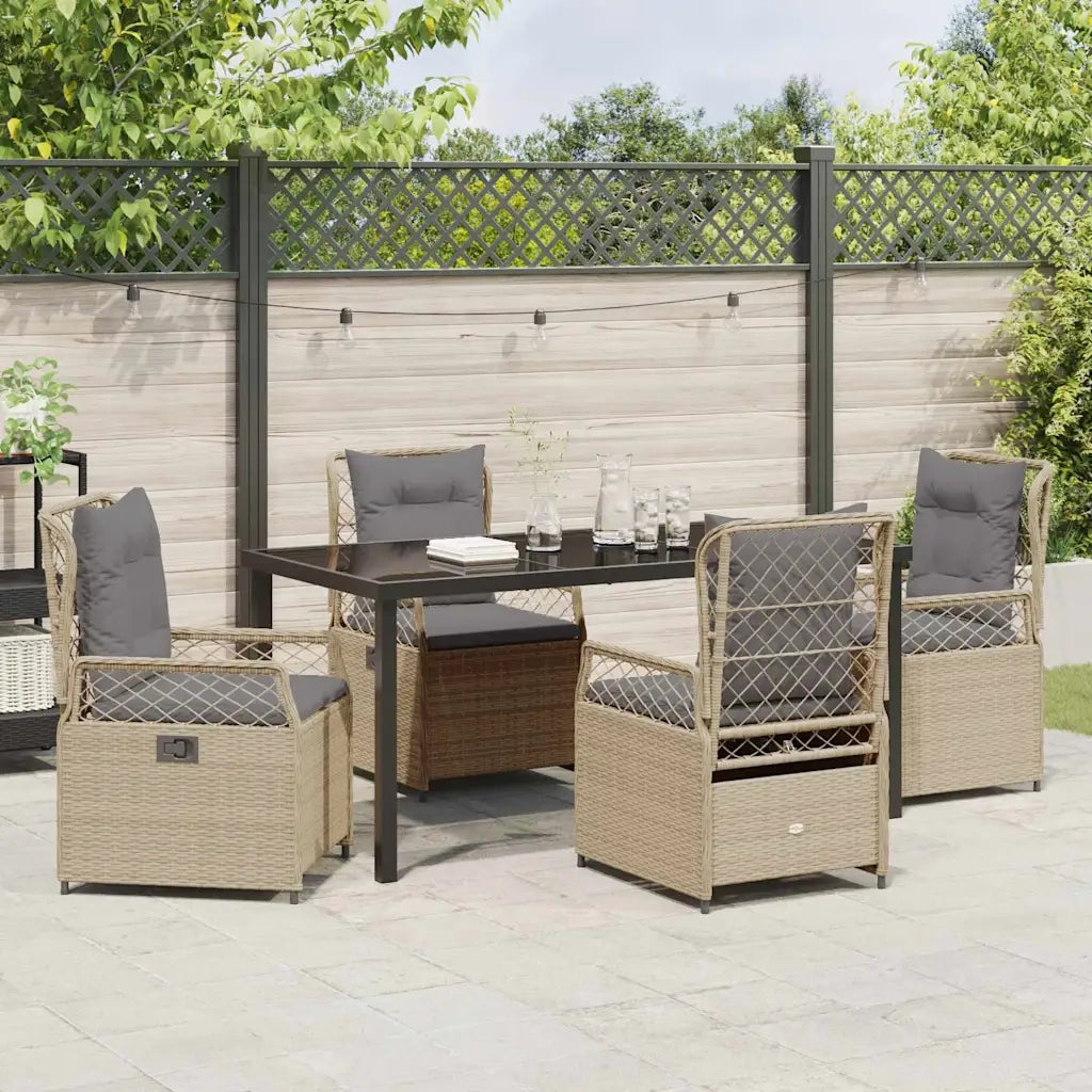 Set da Pranzo per Giardino 5 pcs Beige e Grigio Chiaro