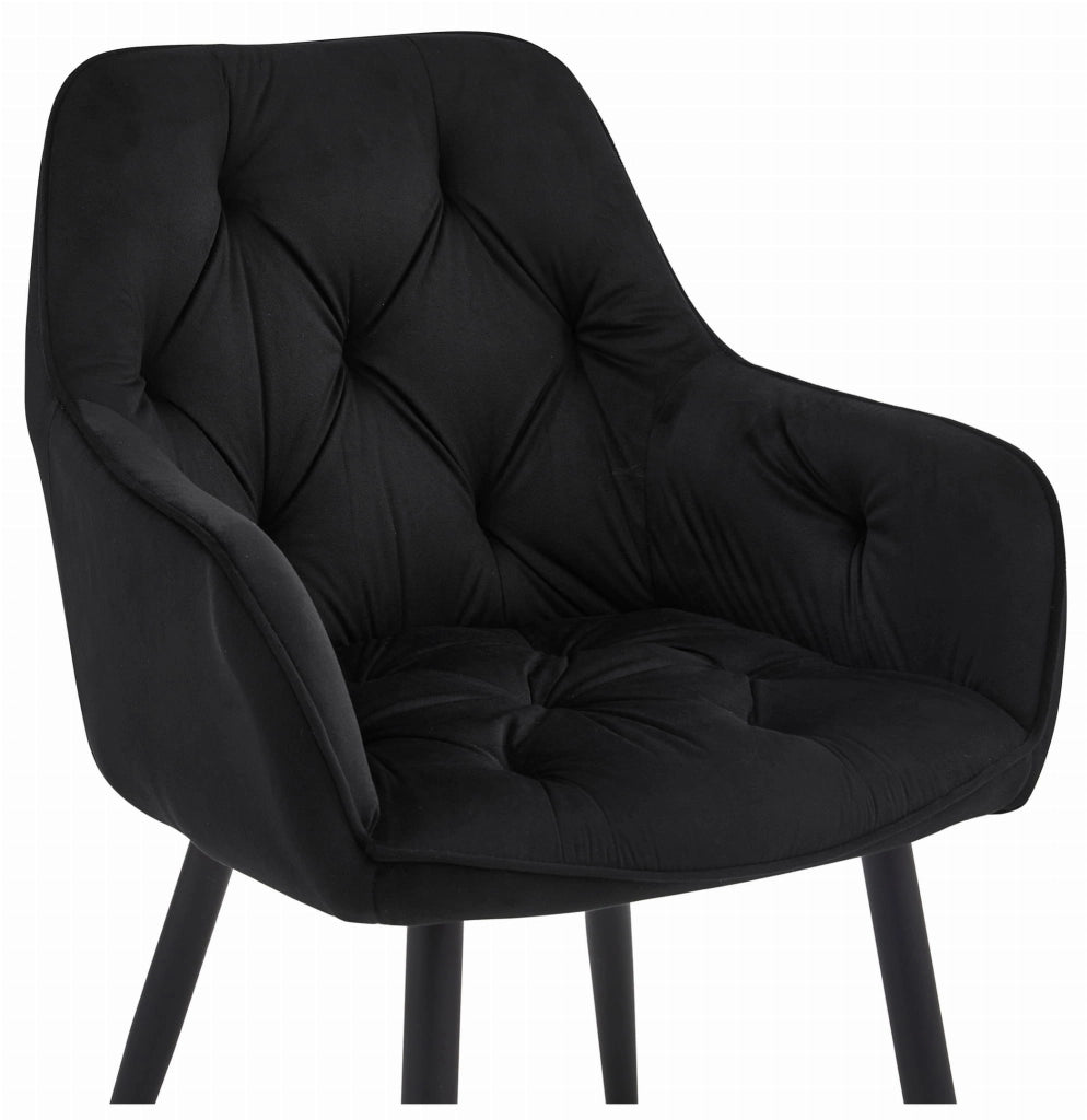 Sedia da pranzo Valora LUKK - Velluto nero con gambe nere x1