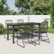 Set da Pranzo da Giardino 5 pz Nero in Rattan PVC