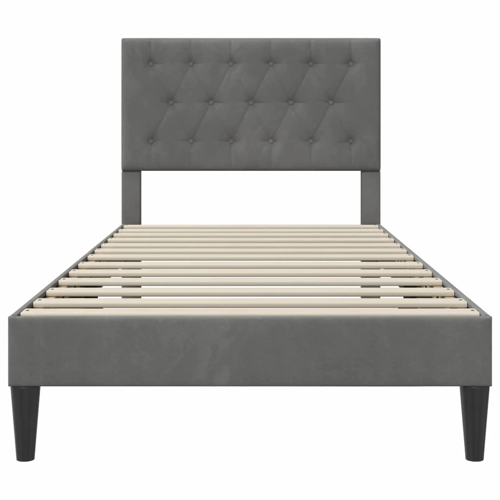 Struttura del letto-Giroletto Grigio Scuro 90 x 190 cm Velluto 460821