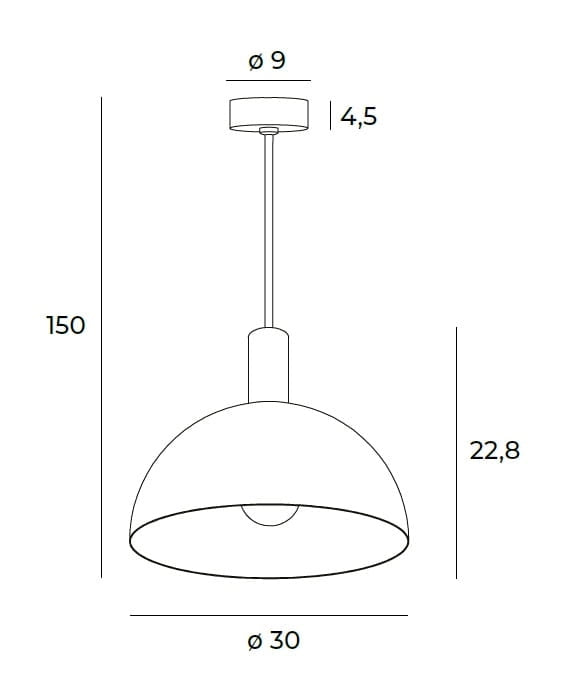 Lampada a sospensione nera cupola Ø30 Luisant Maxlight