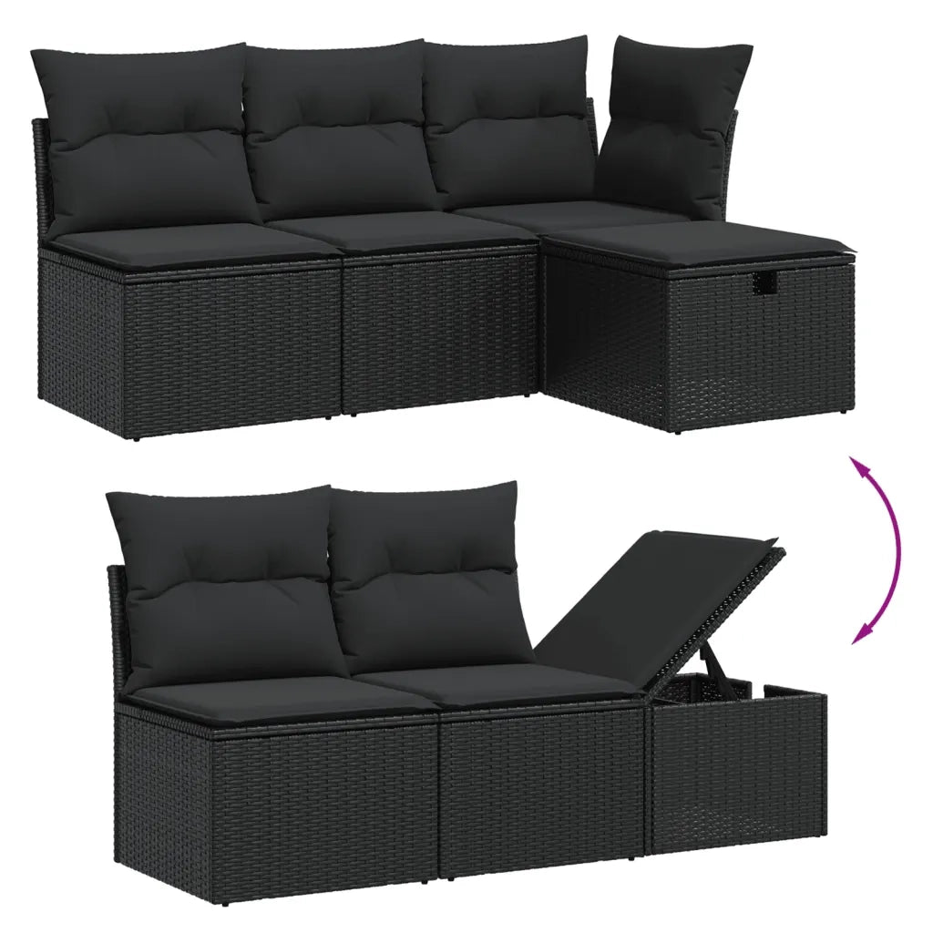 Set Divani da Giardino 11 pz con Cuscini in Polyrattan Nero 3266255