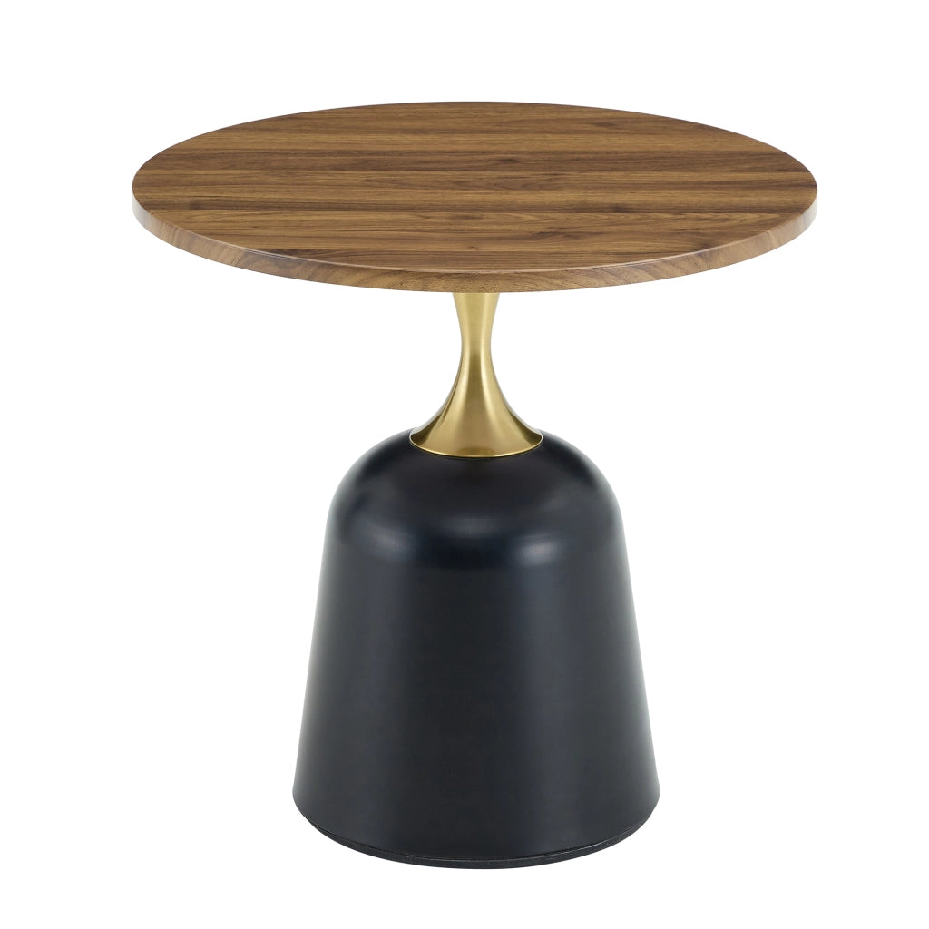 TAVOLINO Rotondo 70x69x40 cm Melamina Noce e Nero