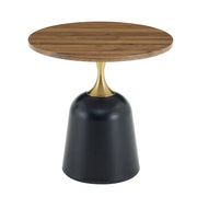 TAVOLINO Rotondo 70x69x40 cm Melamina Noce e Nero