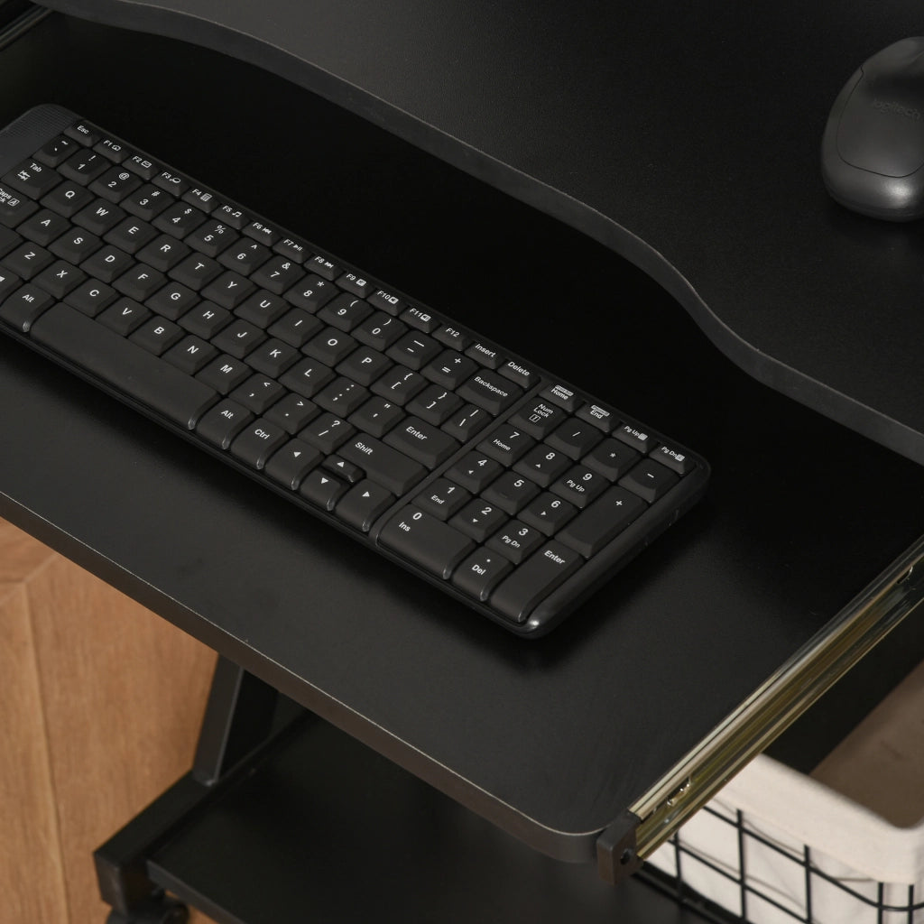 Scrivania per Computer con Cassetto Scorrevole e Ripiano ¨C Minimal ¨C Nero