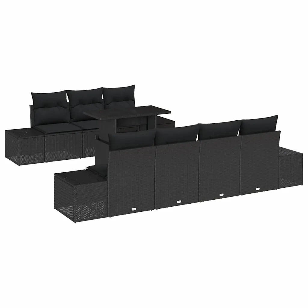Set Divano da Giardino con cuscino 8 pcs Nero 3357866
