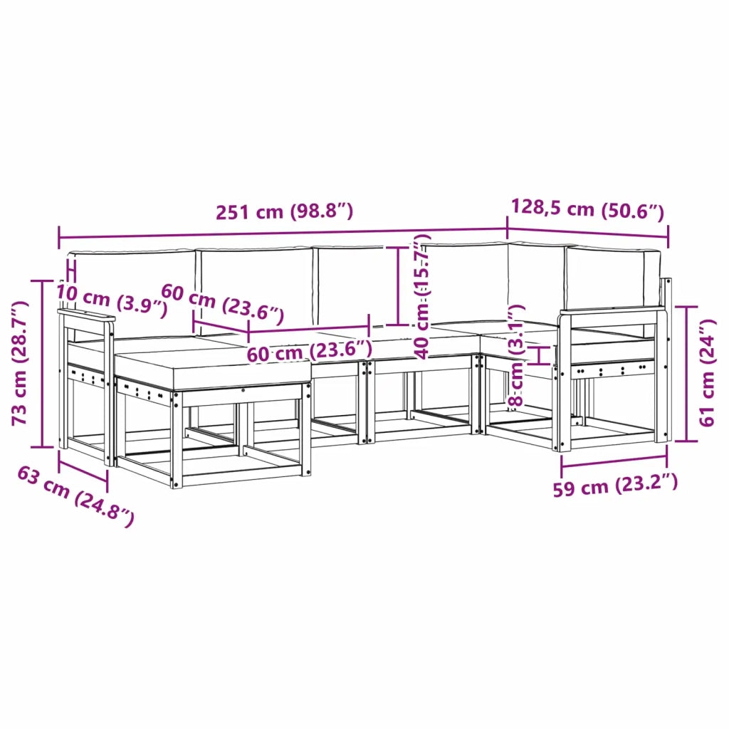Set di divani da esterno 6 pz Bianco e Antracite Poliestere 3387866