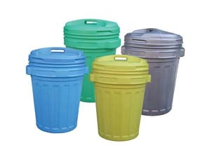 BIDONE CON COPERCHIO A VITE LT.70  lt.70 colore blu, cm.50x68h.