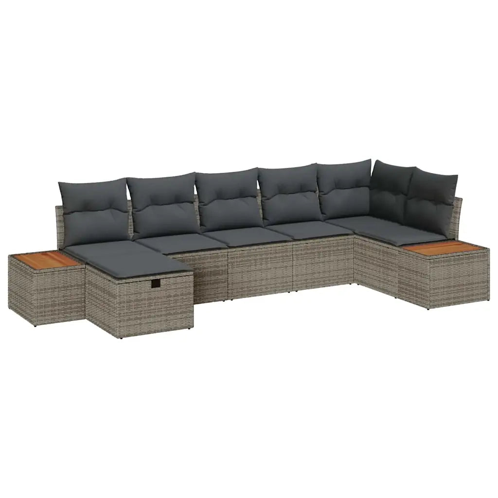 Set Divano da Giardino con cuscino 7 pcs Grigio Poly Rattan 3360973
