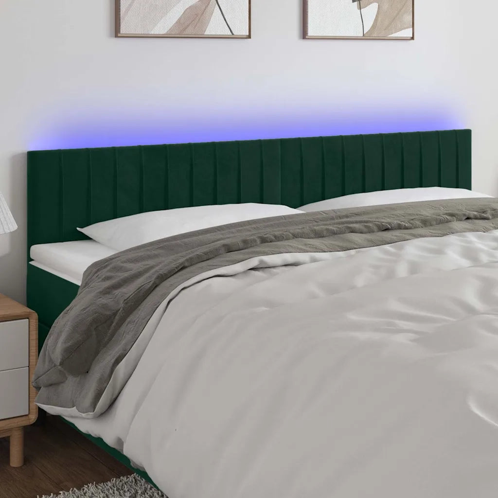 Testiera a LED Verde Scuro 160x5x78/88 cm in Velluto 3121907