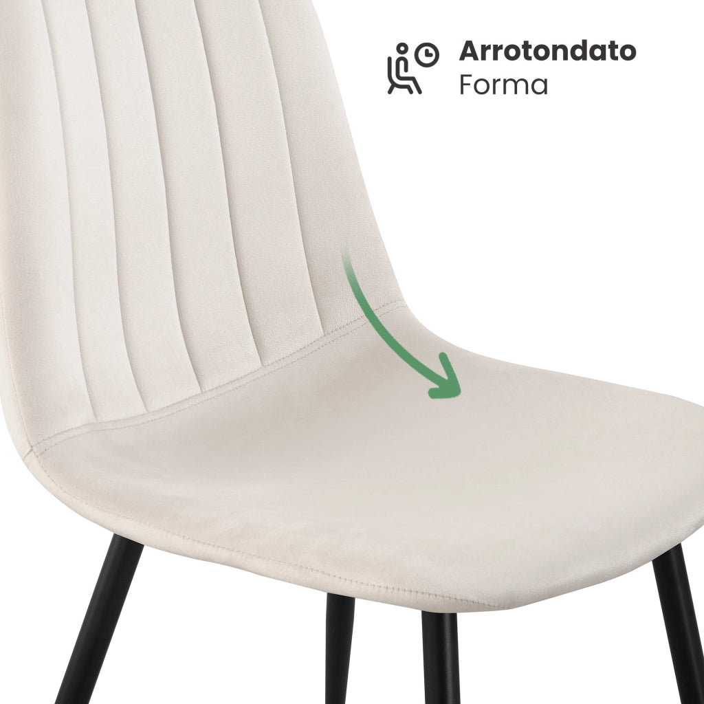 Sedia in velluto trapuntata LUMO Beige gambe nere