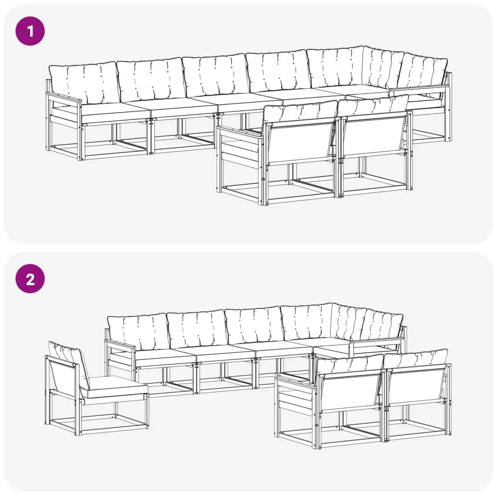 Set di divani da esterno 8 pcs Grigio Naturale e Chiaro 3369570