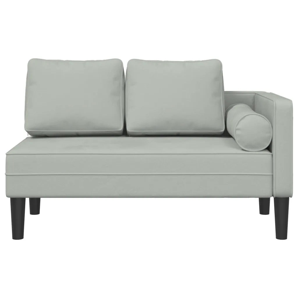 Chaise Longue con Cuscini Grigio Chiaro in Velluto 4007571