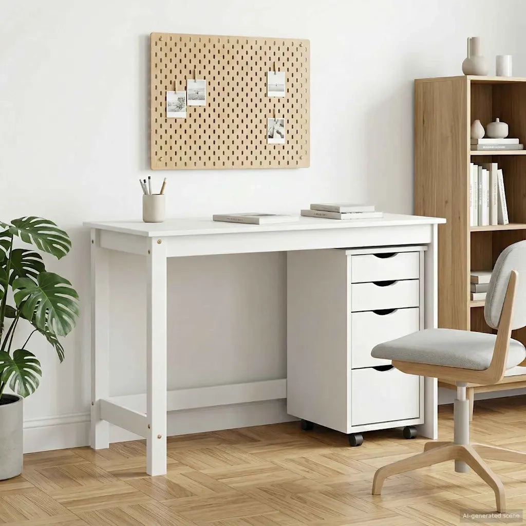 Set scrivania e mobiletto su ruote MOSS 2 pcs Bianco