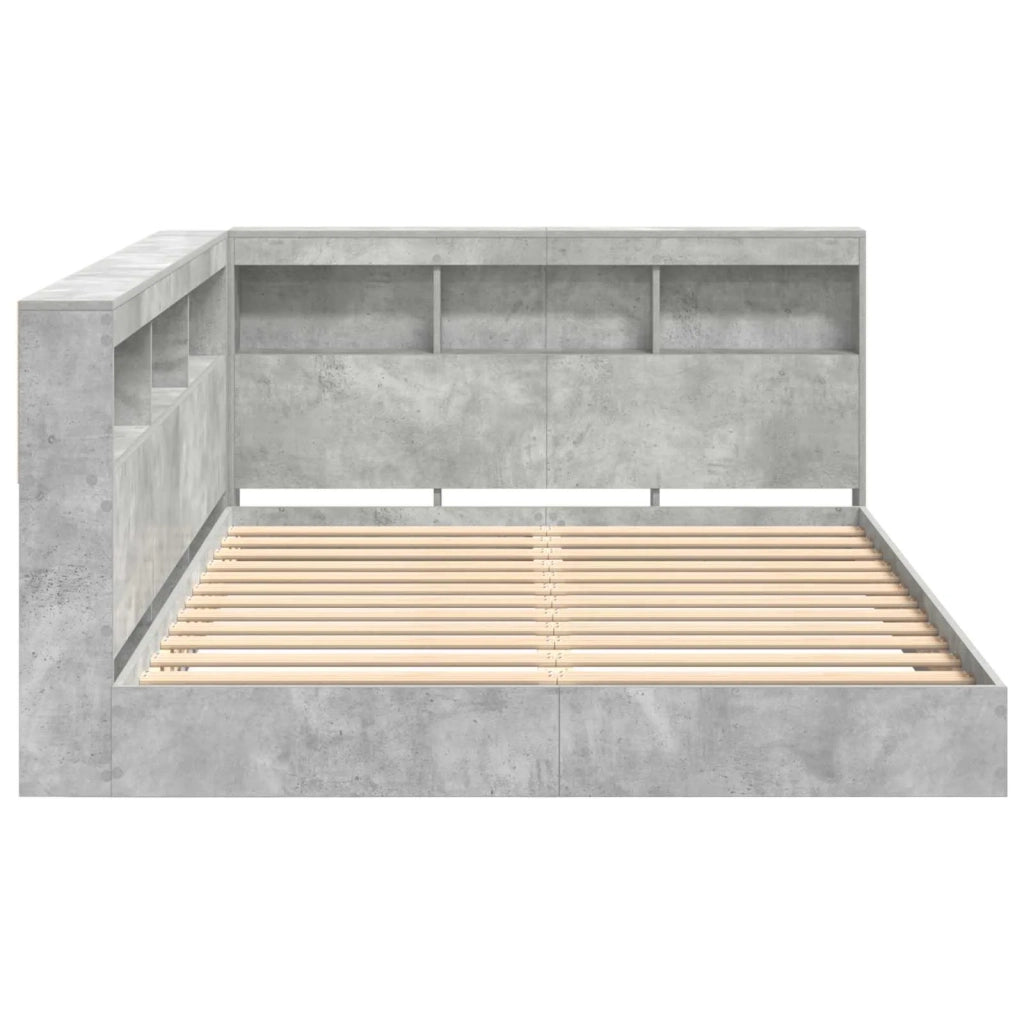 Letto Libreria Grigio cemento 140 x 200 cm Legno multistrato 3335731
