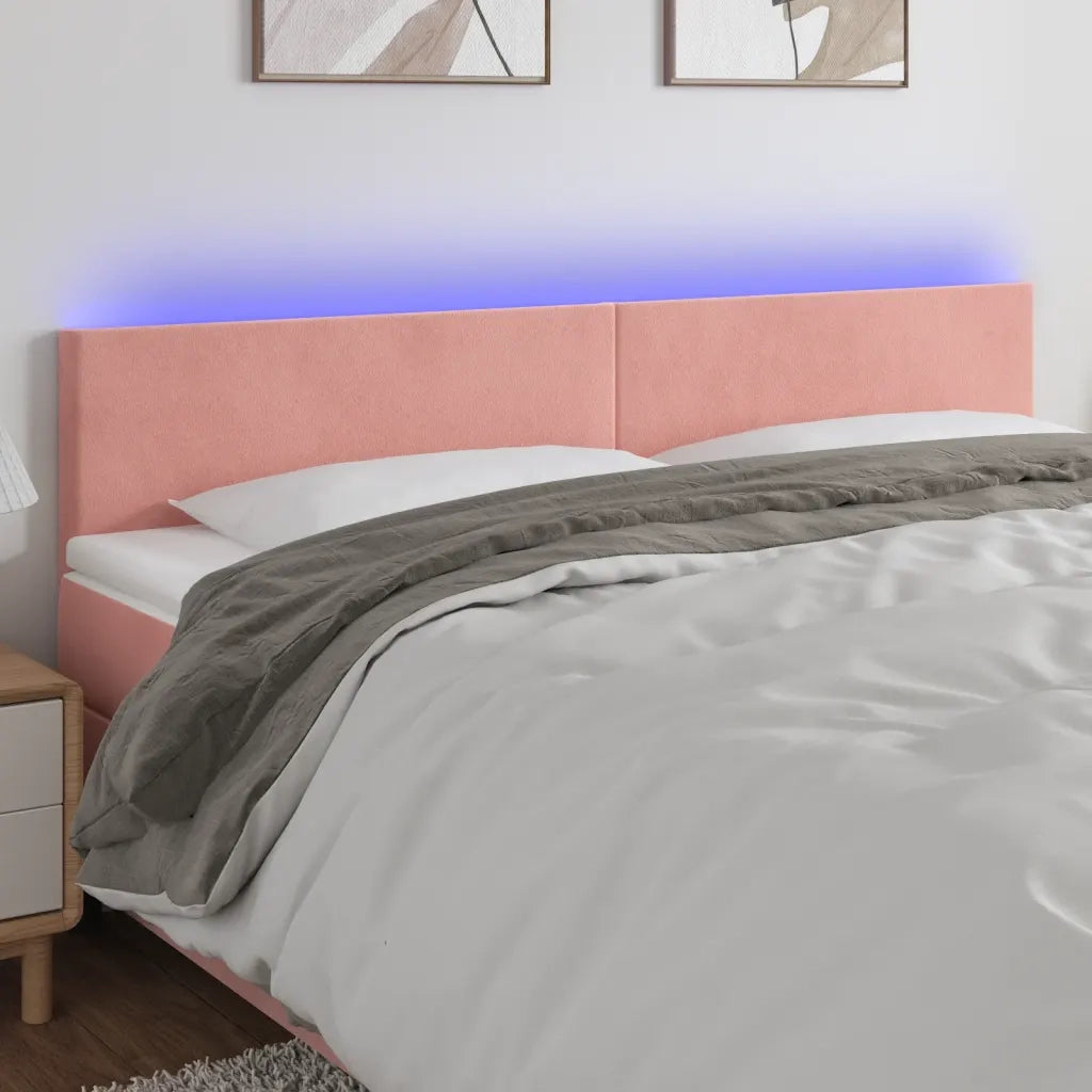 Testiera | Testata a LED Rosa 160x5x78/88 cm in Velluto