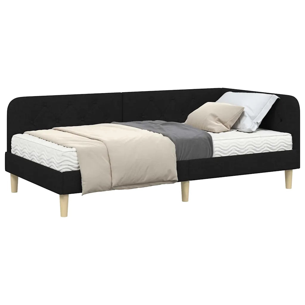 Cornice del letto ad angolo Nero 90 x 190 cm Tessuto