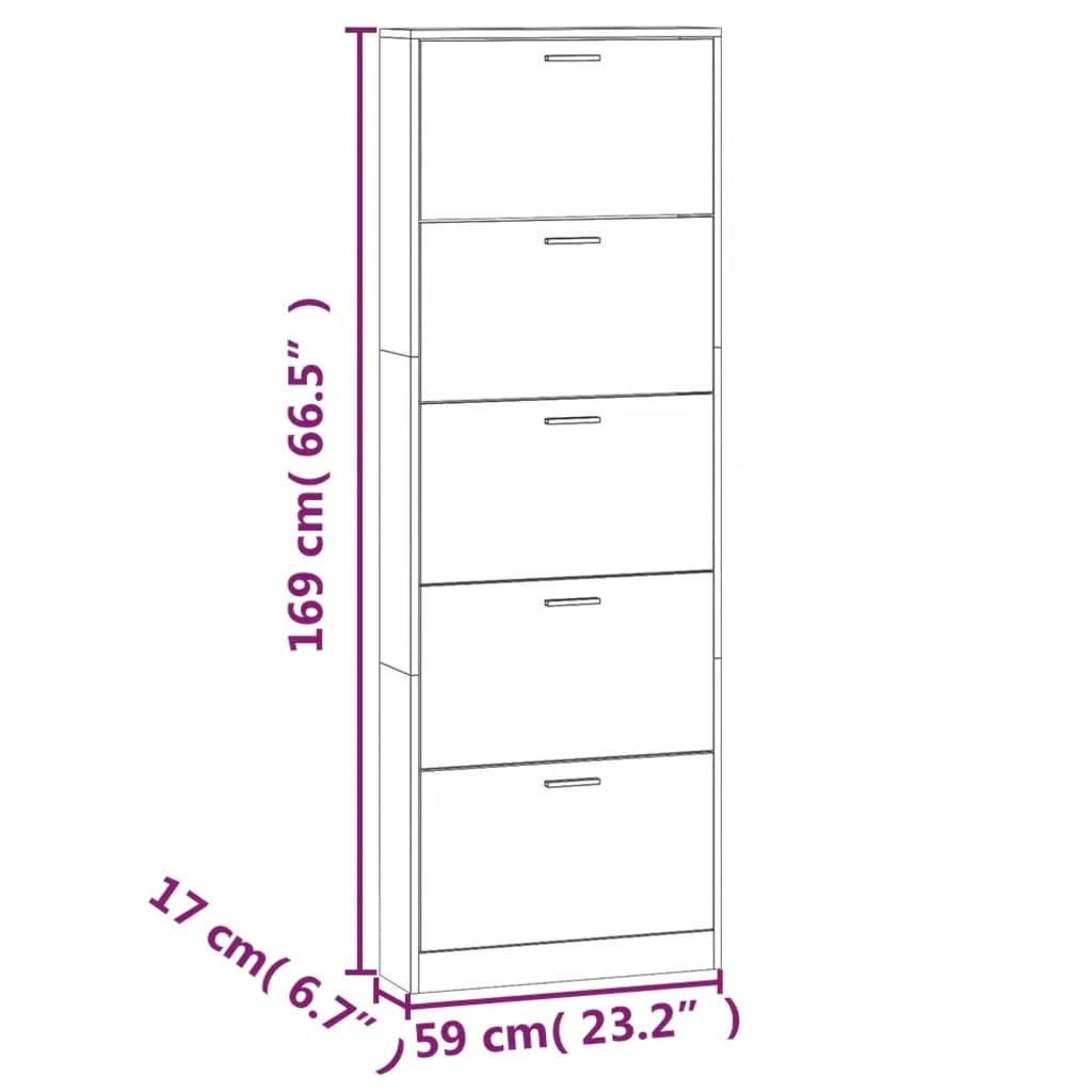 Scarpiera mobile contenitore per scarpe mobile per ingresso/corridoio/soggiorno 59 x 17 x 169 cm legno ingegnerizzato marrone 02_0021565