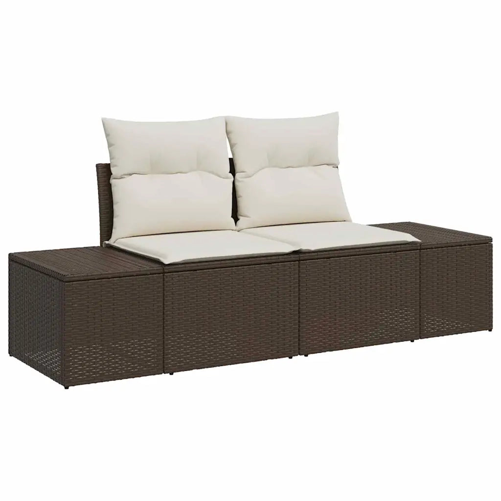 Set Divano da Giardino 9 pcs Marrone e Crema polyrattan