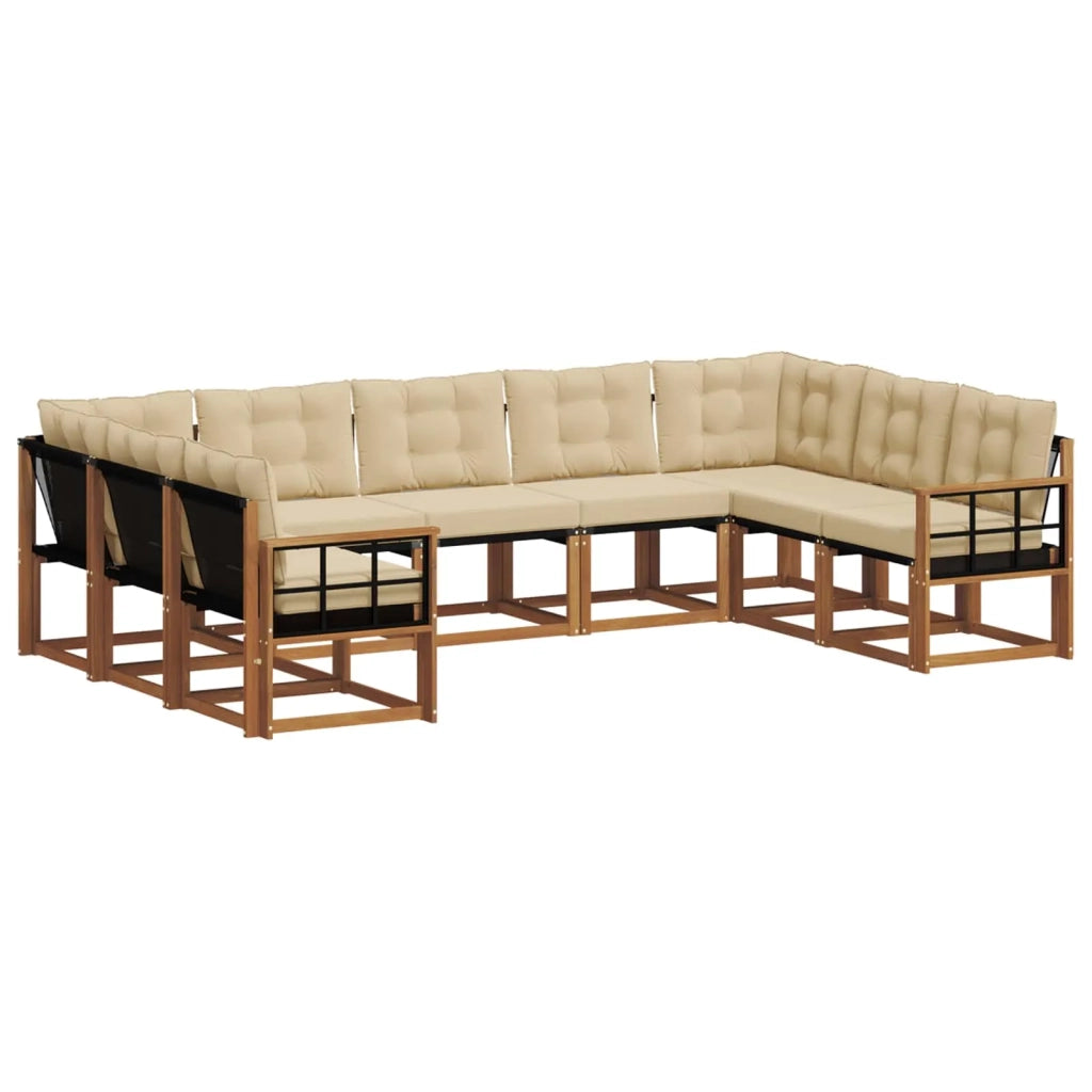 Set di divani da esterno con cuscino 9 pcs Naturale e Beige 3369056
