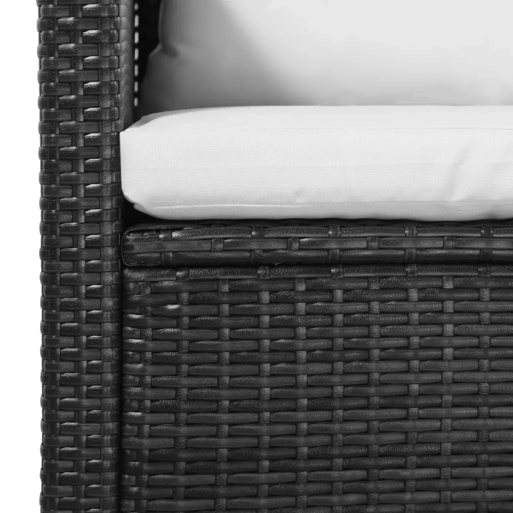 Set Divani da Giardino 5 pz con Cuscini in Polyrattan Nero 43972