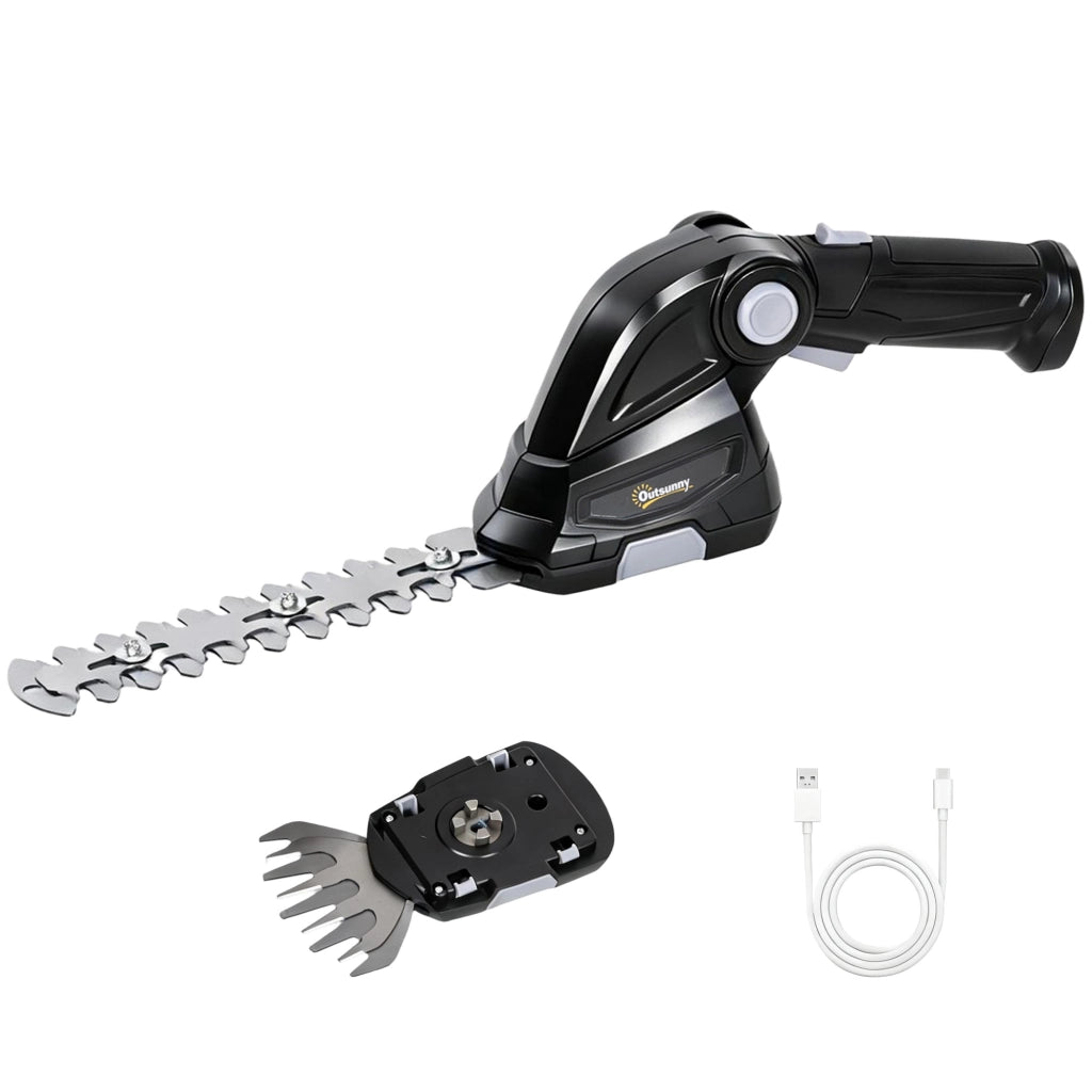 Cesoia Elettrica 2 in 1 per Siepi e Arbusti ¨C Minimal ¨C Nero con 2 Batterie 2.0 Ah