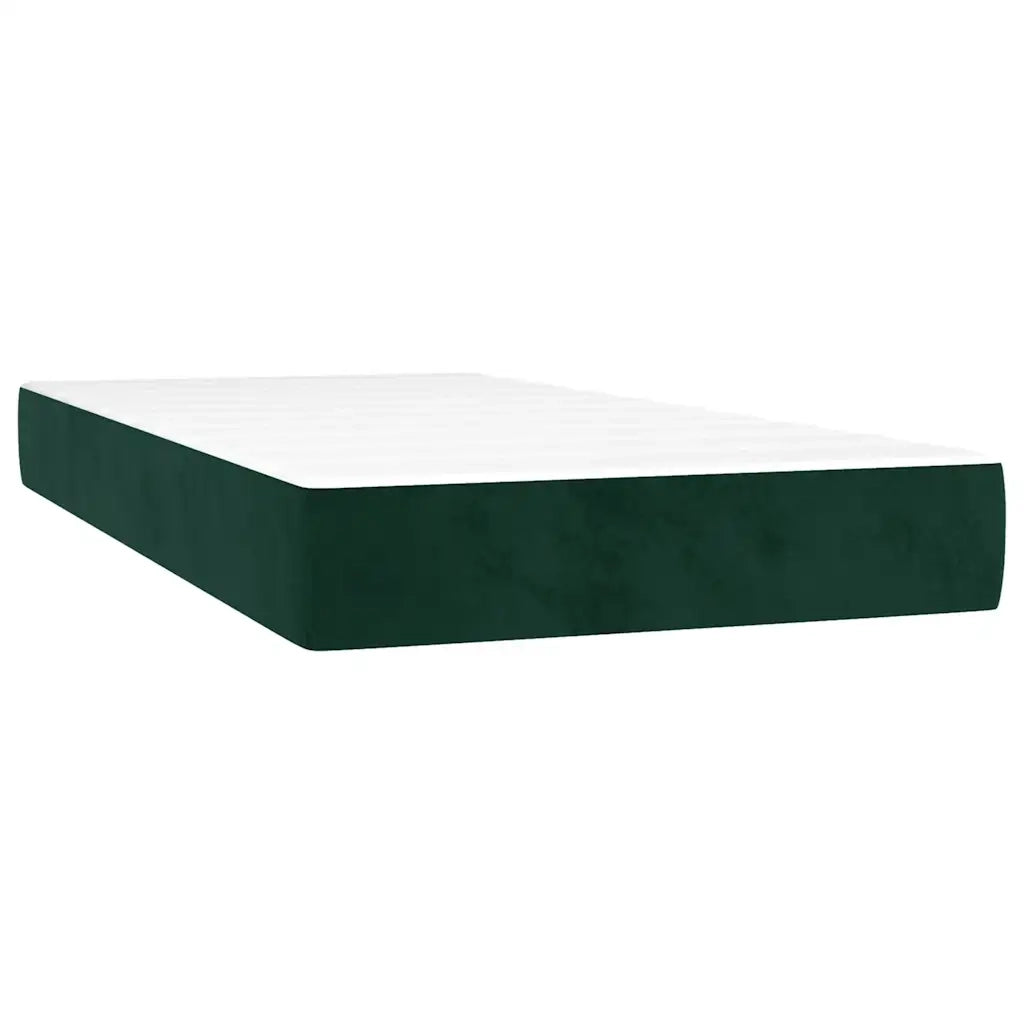 Letto a Molle con Materasso e LED Verde Scuro 90x190 cm Velluto