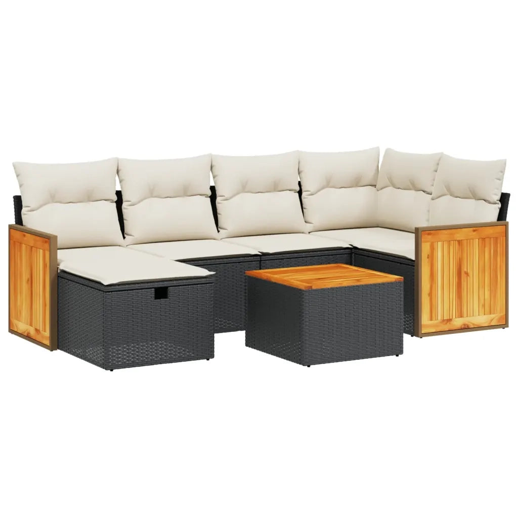 Set Divani da Giardino con Cuscini 7pz Nero Polyrattan 3265739