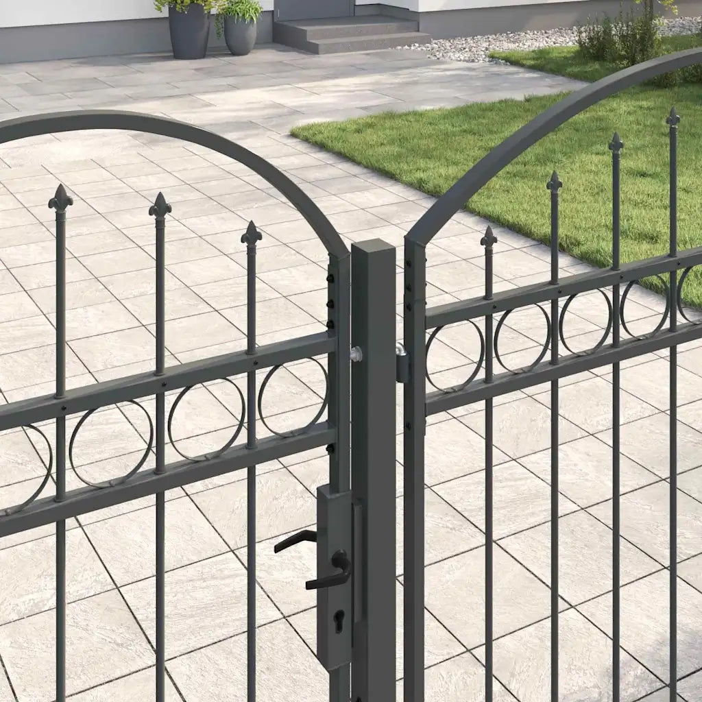 Cancello da Giardino con Parte Superiore Arcuata Assen Grigio 42008955