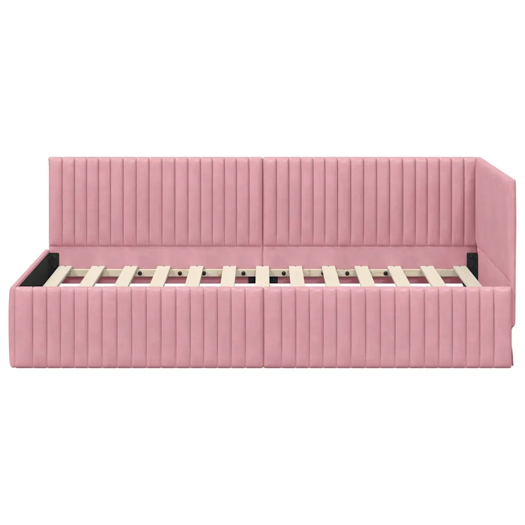 Cornice del letto ad angolo Rosa 90 cm x 190 cm Velluto 42016259