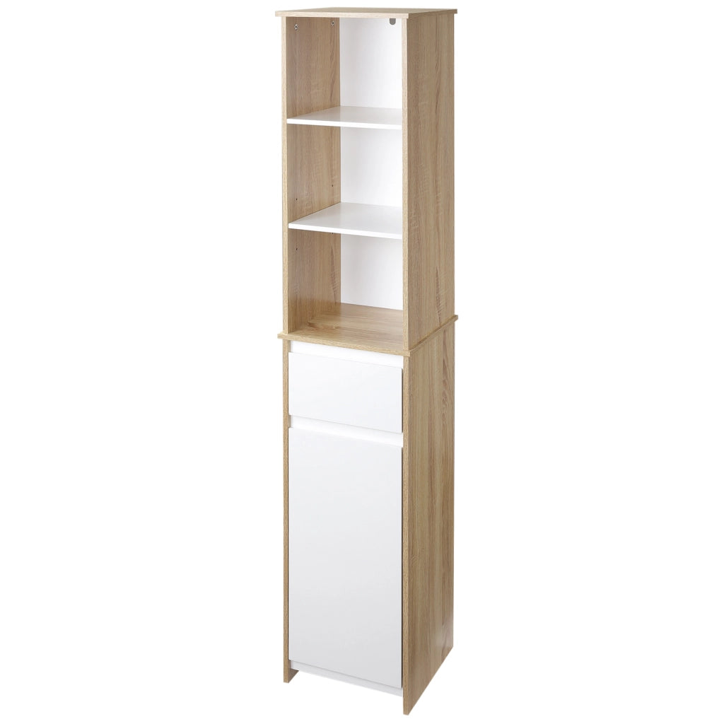 Mobile Bagno Salvaspazio Colonna ¨C Xylo ¨C Legno Bianco con Ripiani Cassetto Armadietto 32.6x30x171.2cm